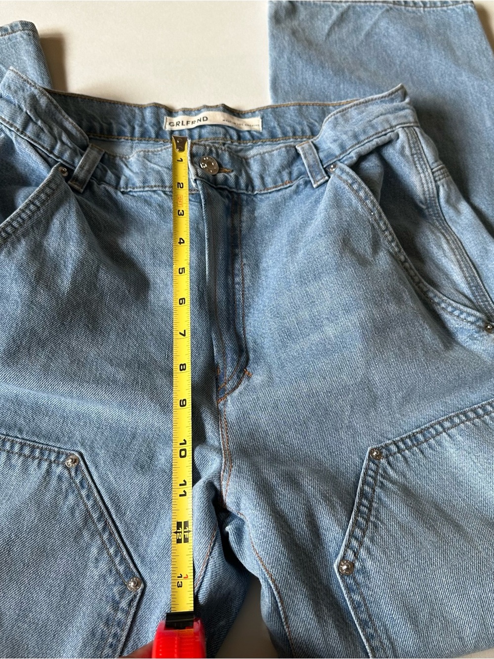 GRLFRND Milla Cargo Straight-Leg Jeans | Light Wash | Made in LA | Premium Denim - Picture 4 of 11